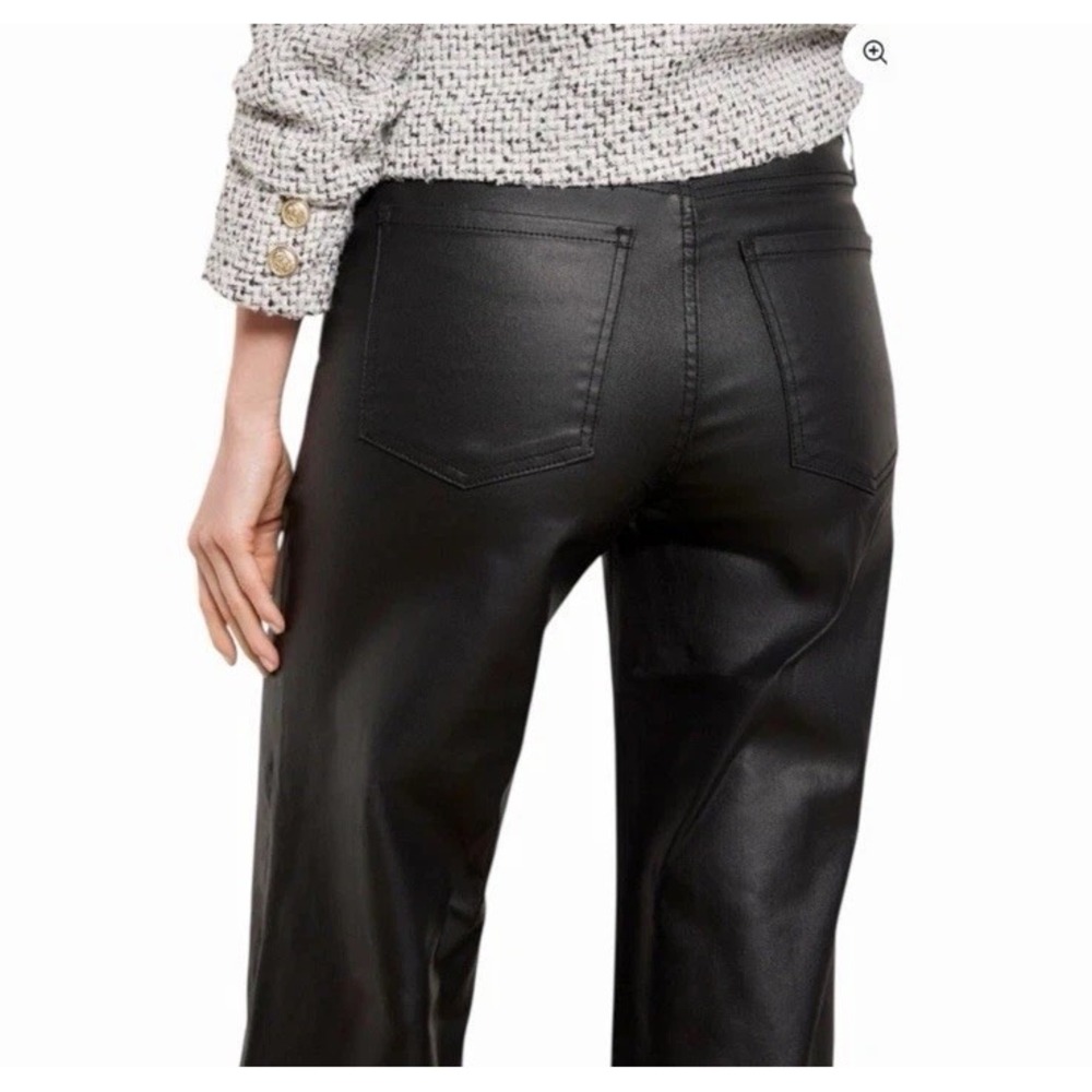 New KUT from the Kloth Meg Jeans Coated Black Size 6 P Petite Wide Leg Short - Picture 4 of 9